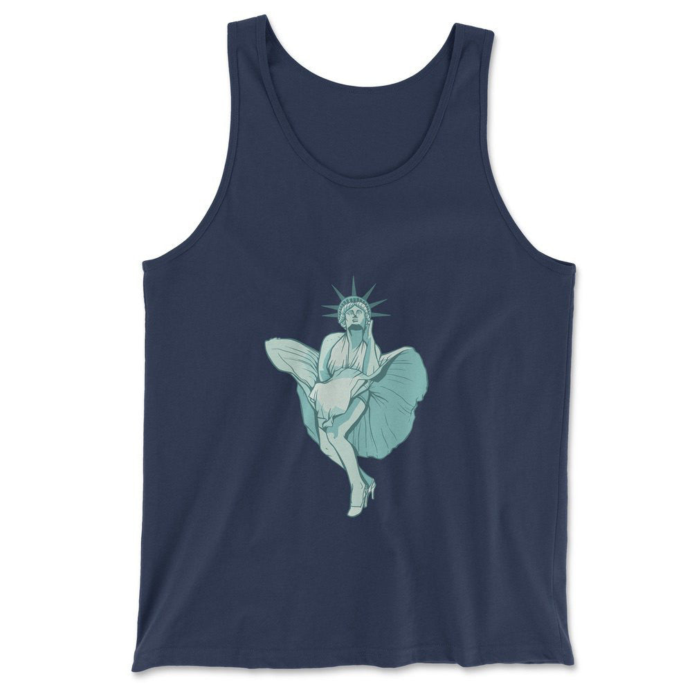Statue Of Liberty Marilyn Monroe Men/Unisex Tank in Navy color