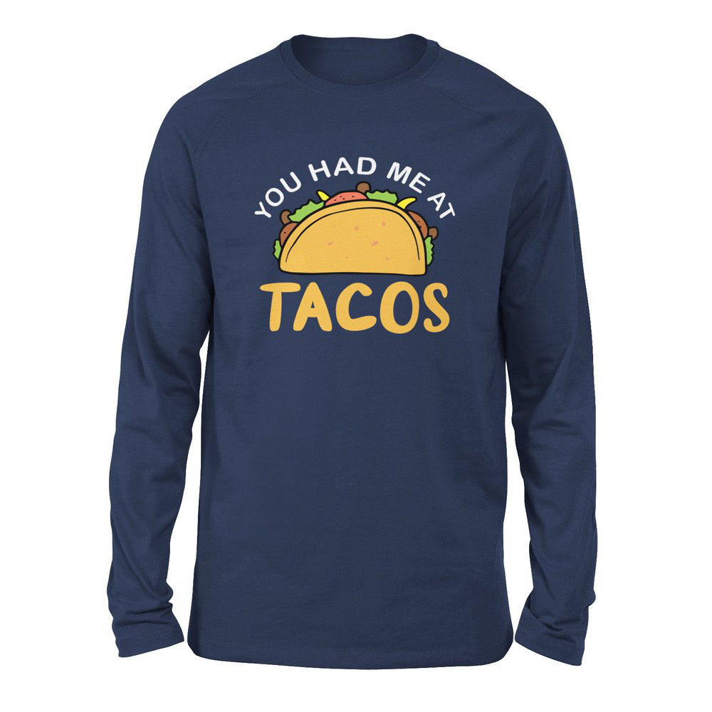 You Had Me At Tacos Men/Unisex Drop Shoulder Sweatshirt in Navy color