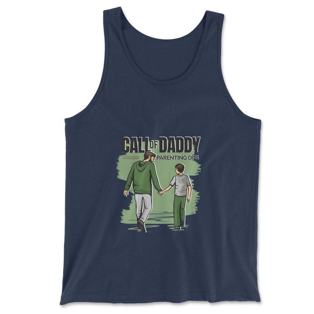 Call Of Daddy Men/Unisex Tank in Navy color