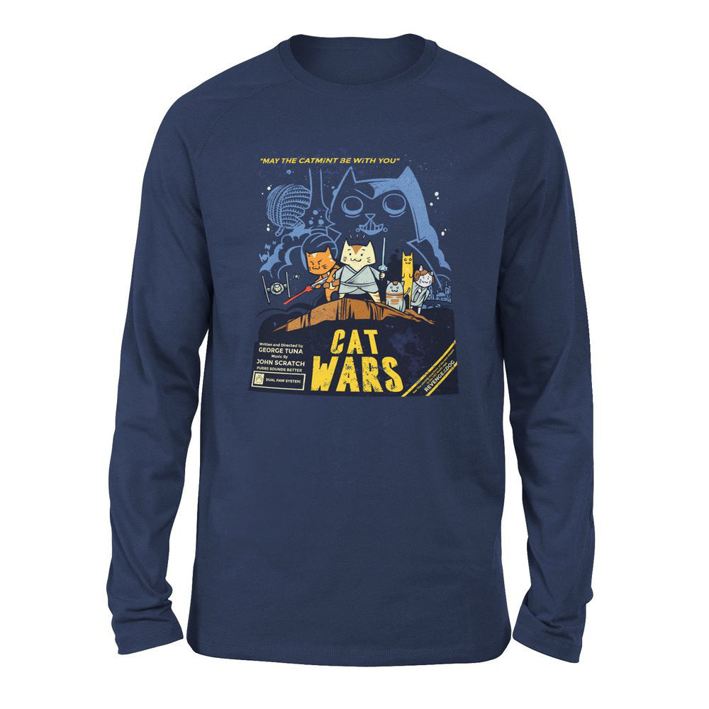 Cat Wars - May The Cat Mint Be With You Men/Unisex Drop Shoulder Sweatshirt in Navy color