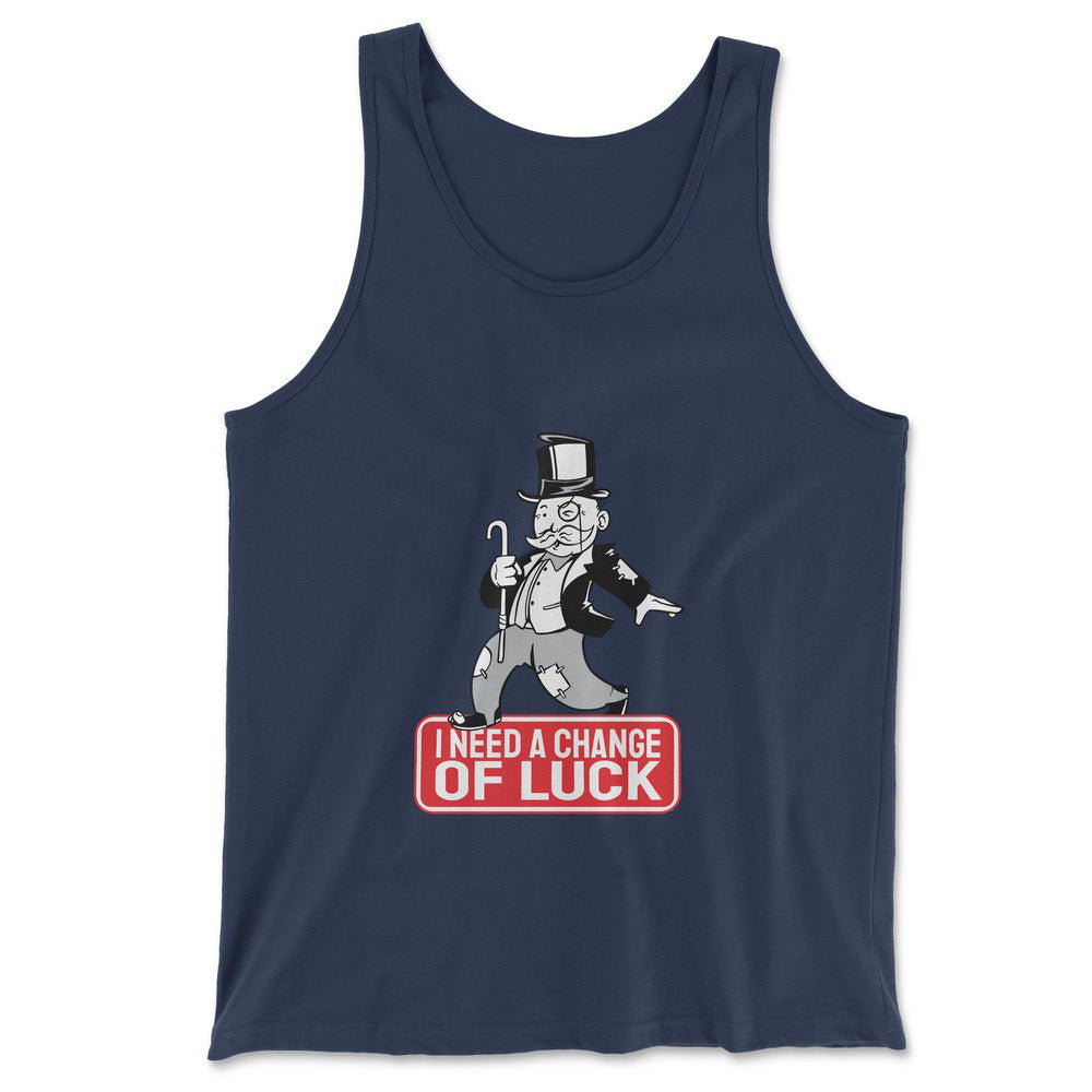 Change Luck Monopoly Parody Men/Unisex Tank in Navy color
