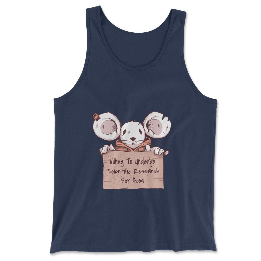 Willing To Undergo Scientific Research For Food Men/Unisex Tank in Navy color