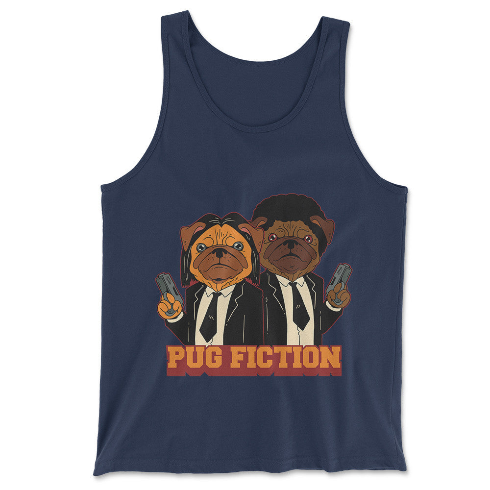 Pug Fiction Men/Unisex Tank in Navy color