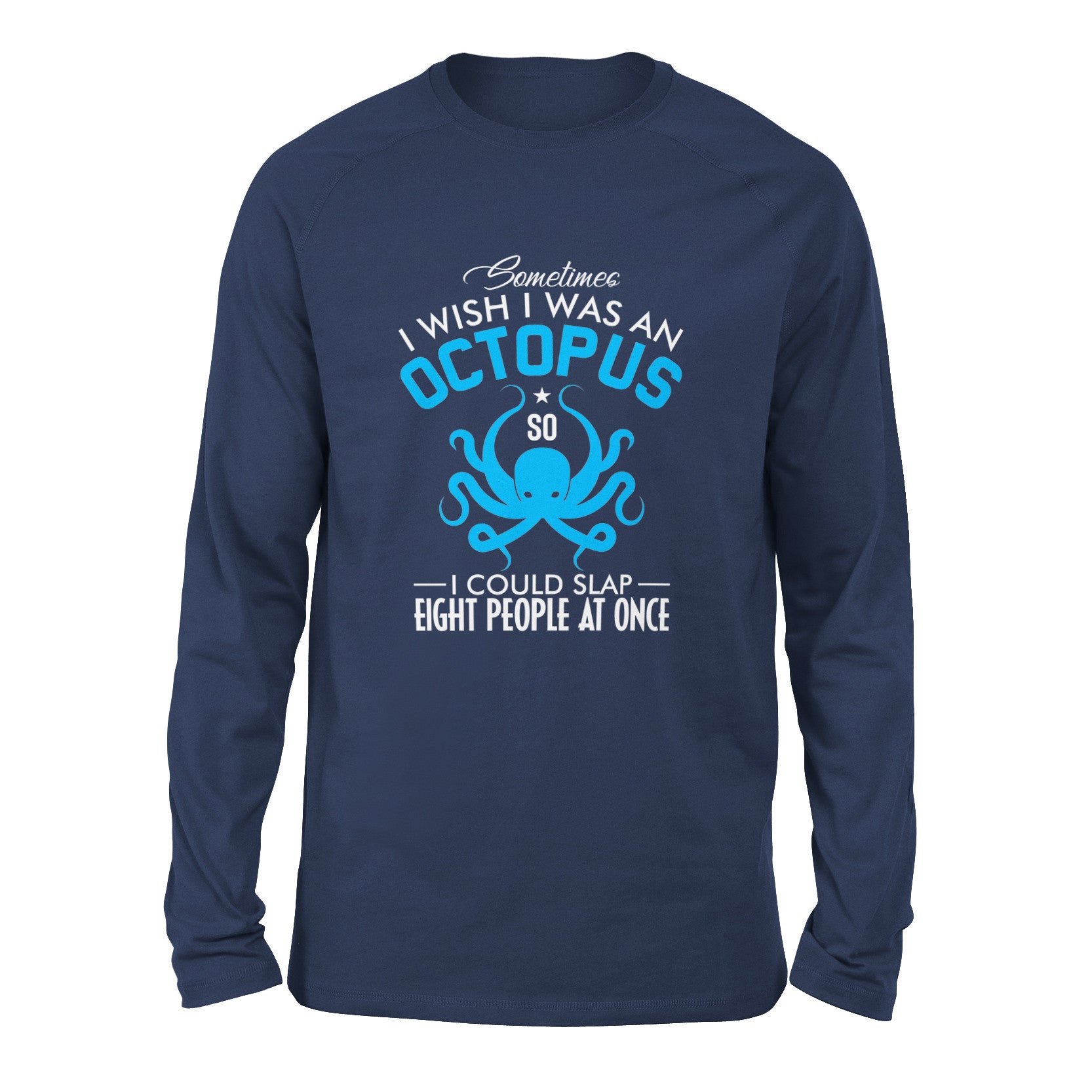 I Wish I Was An Octopus Men/Unisex Drop Shoulder Sweatshirt in Navy color