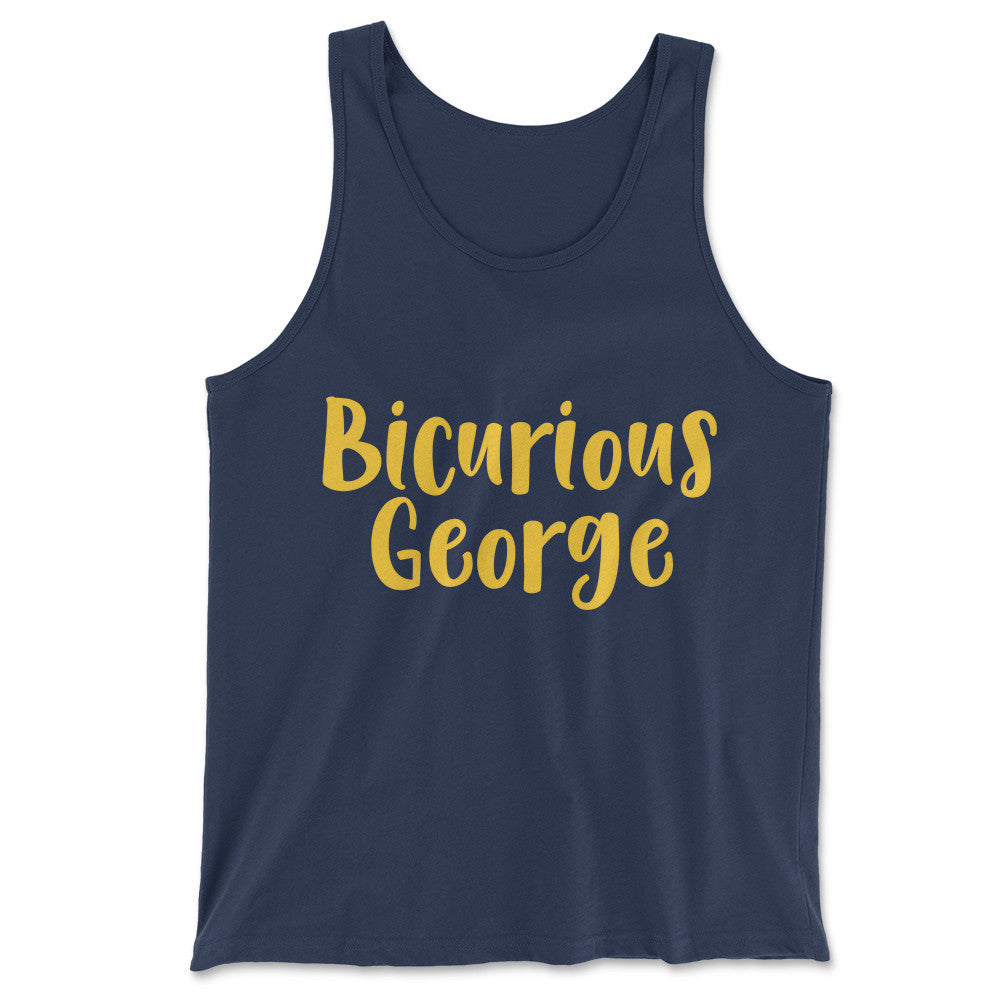 Bicurious George Men/Unisex Tank in Navy color