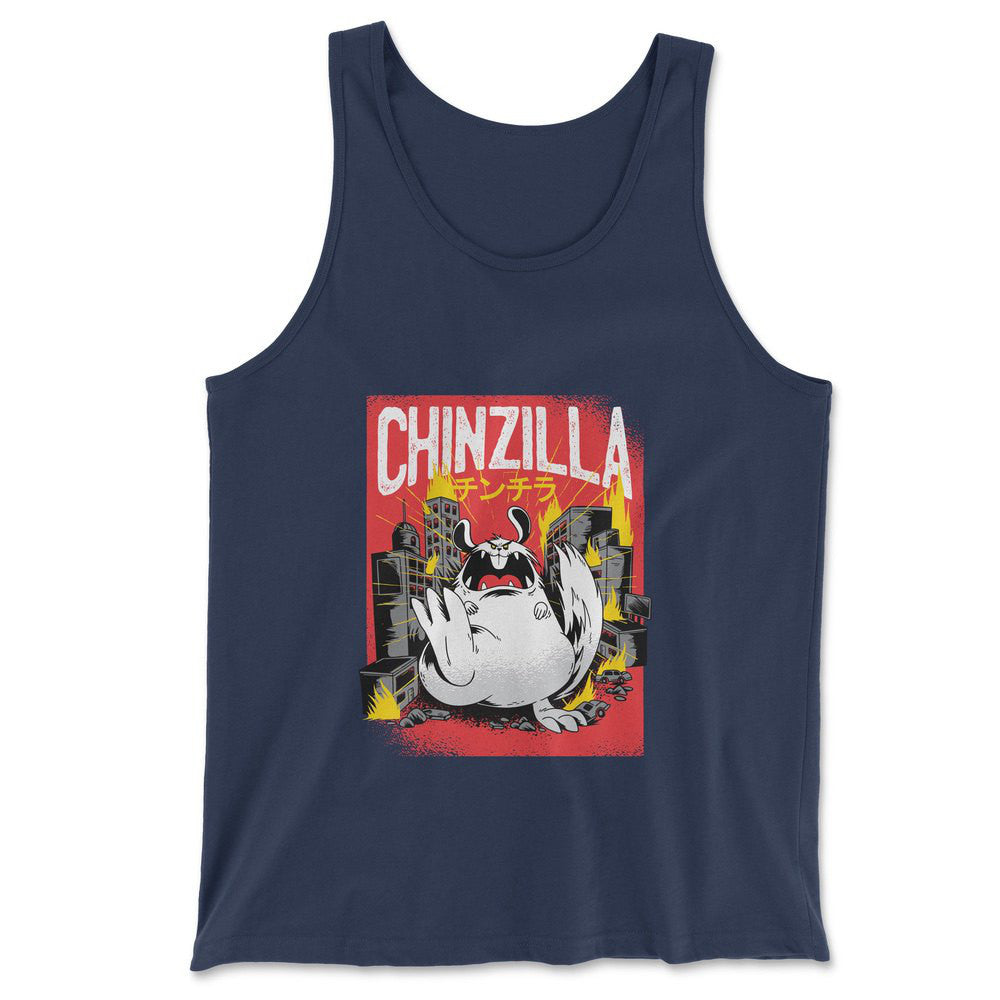 Chinzilla Monster Men/Unisex Tank in Navy color