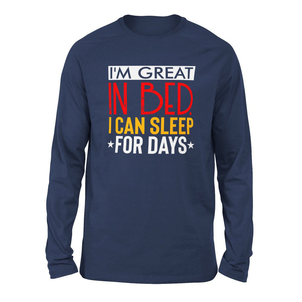 I'm Great In Bed, I Can Sleep For Days Men/Unisex Drop Shoulder Sweatshirt in Navy color