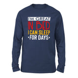 I'm Great In Bed, I Can Sleep For Days Men/Unisex Drop Shoulder Sweatshirt in Navy color