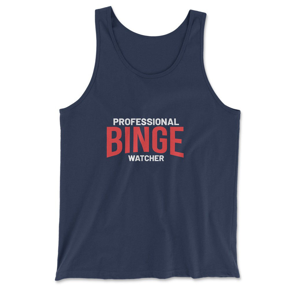 Professional Binge Watcher Men/Unisex Tank in Navy color