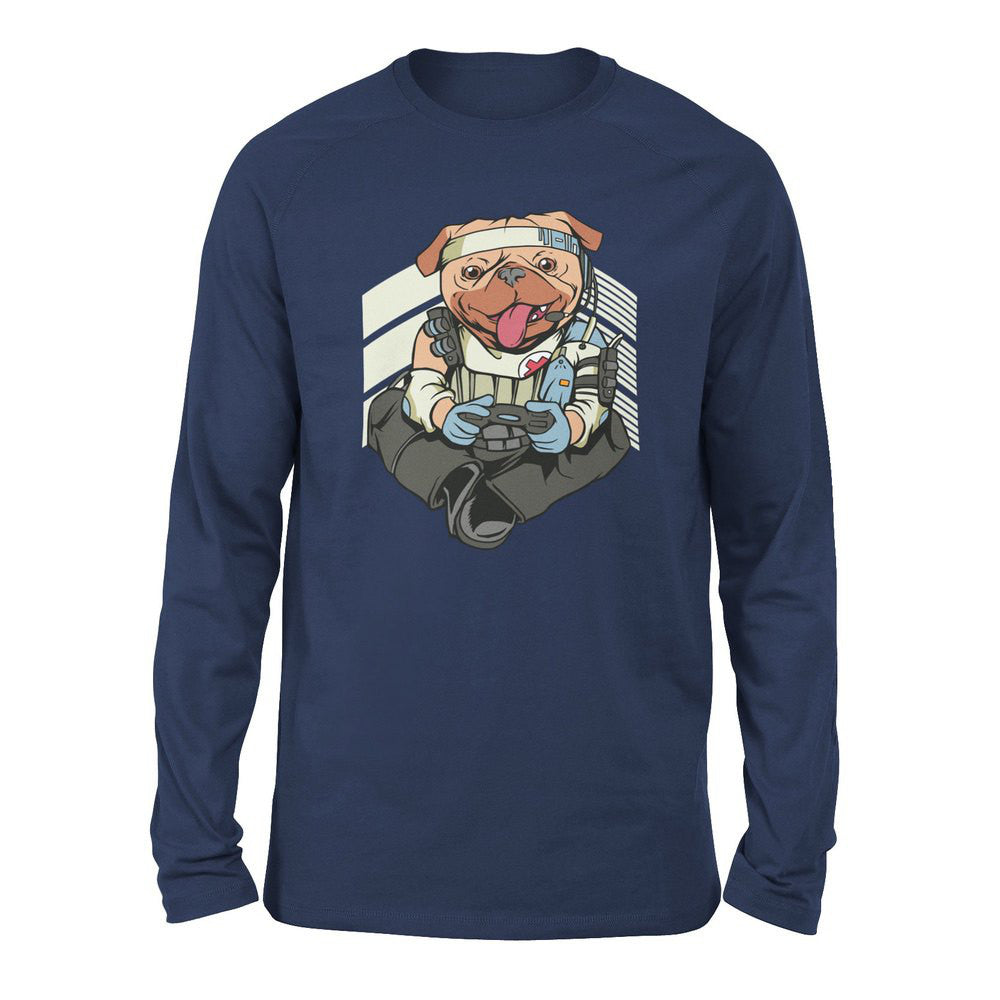 Lifeline Pug Apex Gamer Men/Unisex Drop Shoulder Sweatshirt in Navy color