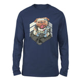 Lifeline Pug Apex Gamer Men/Unisex Drop Shoulder Sweatshirt in Navy color