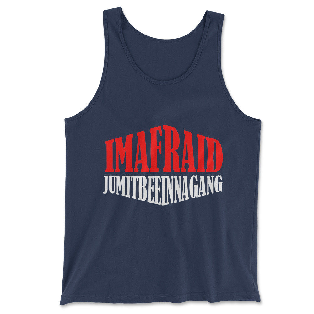 Imafraid Jumitbeeinnagang Men/Unisex Tank in Navy color