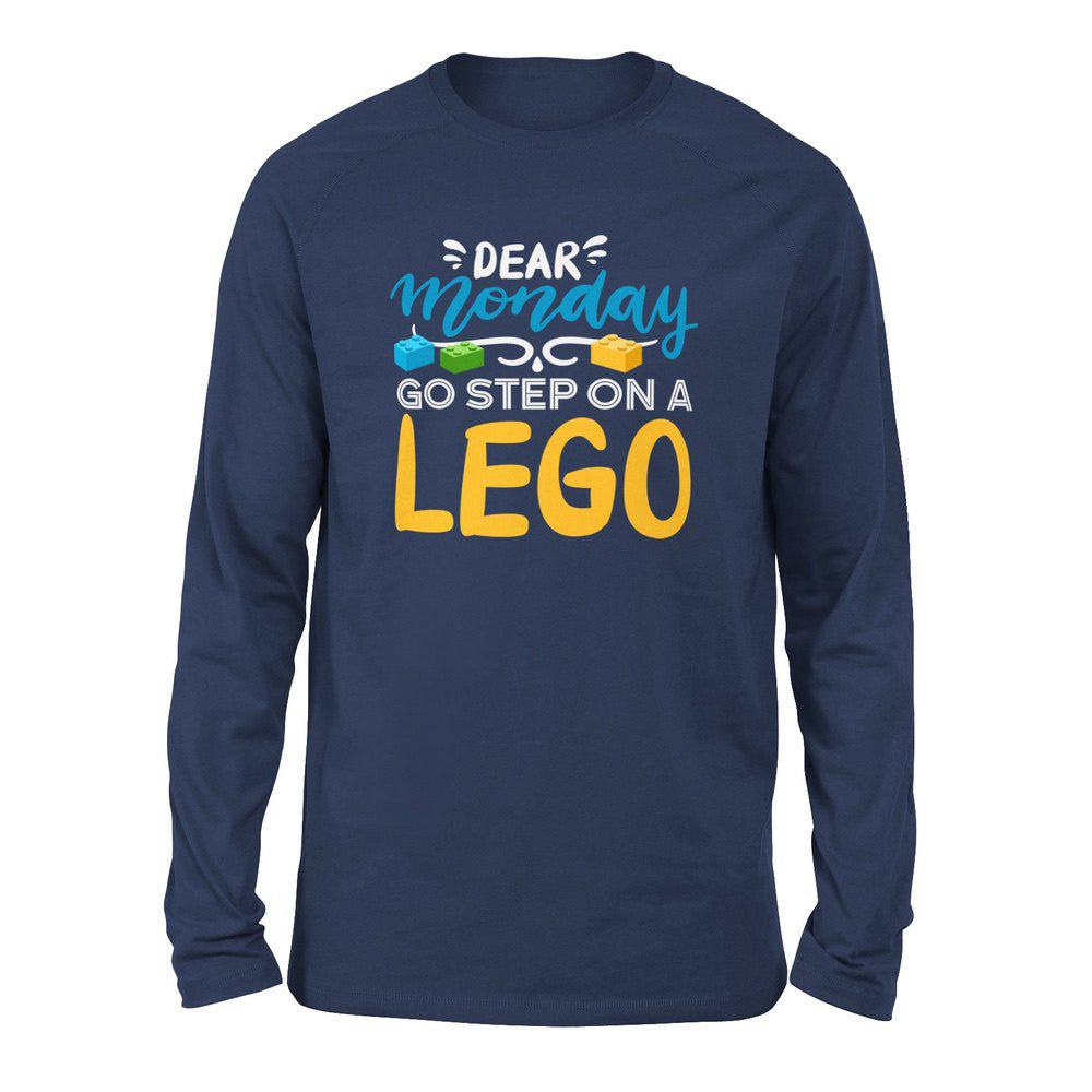 Dear Monday, Go Step On A Lego Men/Unisex Drop Shoulder Sweatshirt in Navy color