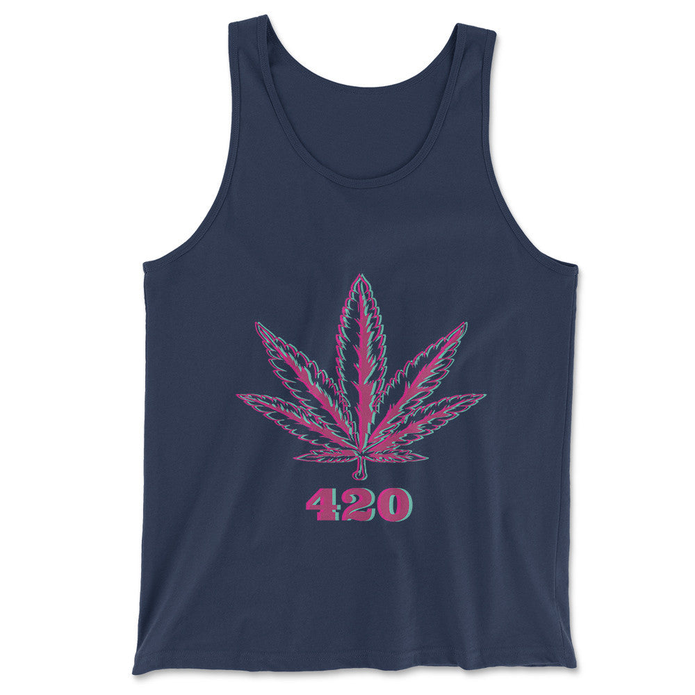 420 Hemp Leaf Men/Unisex Tank in Navy color