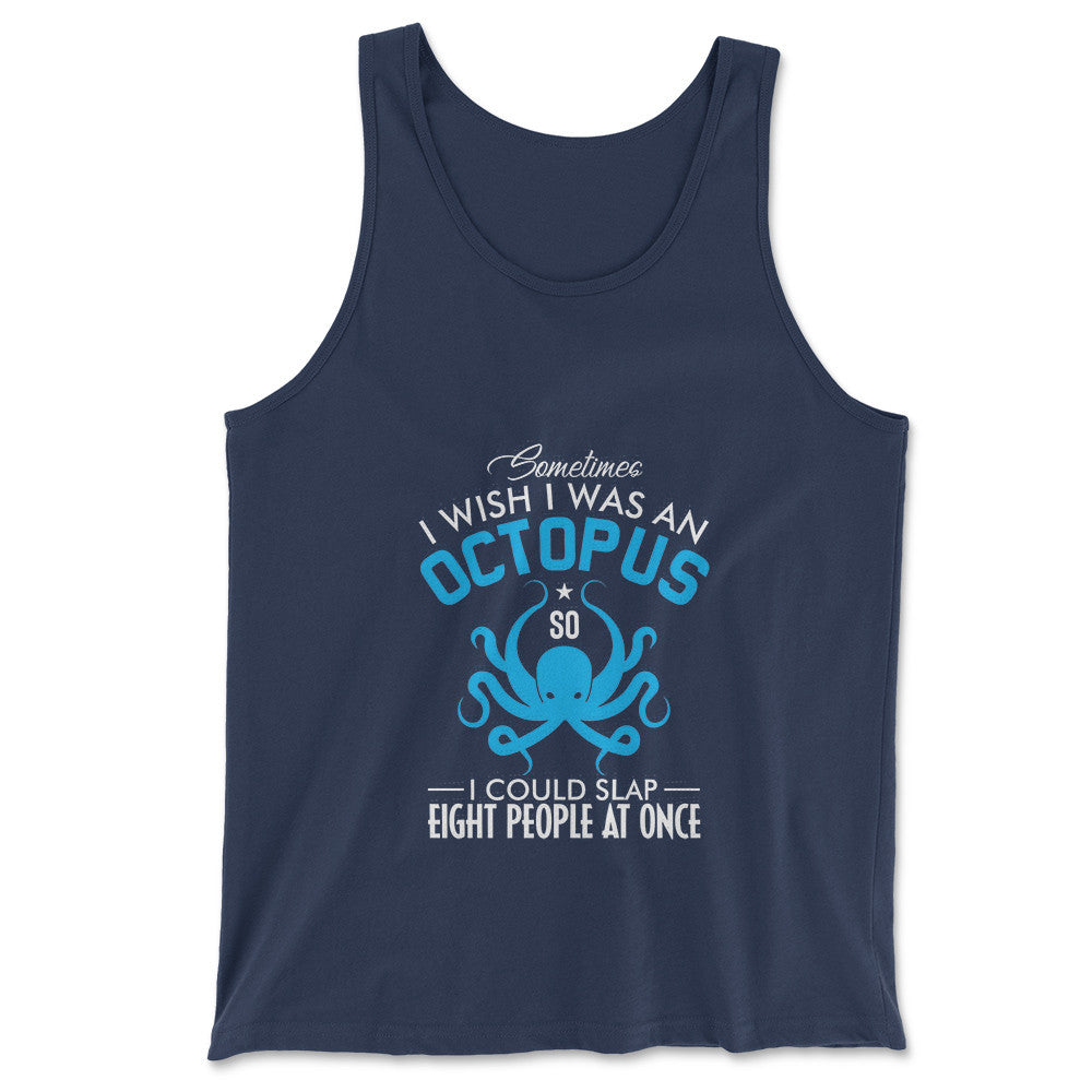 I Wish I Was An Octopus Men/Unisex Tank in Navy color