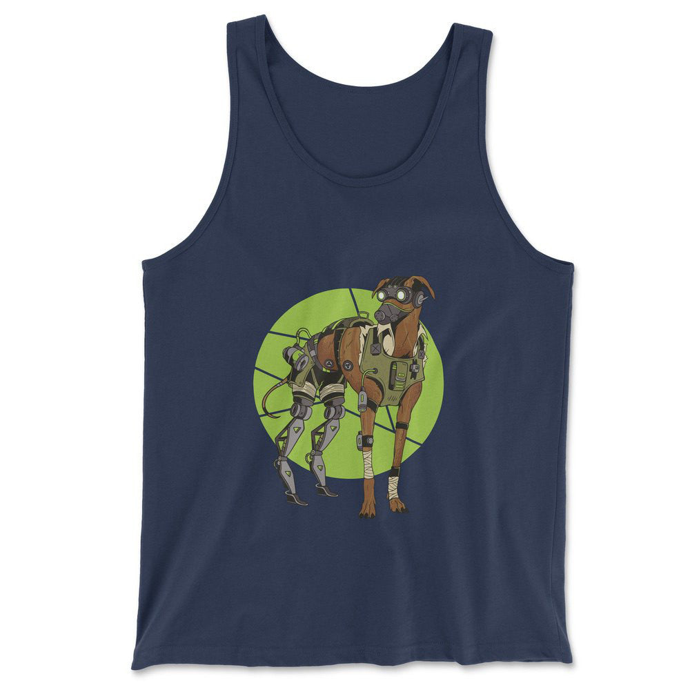 Cyber Greyhound Dog Men/Unisex Tank in Navy color