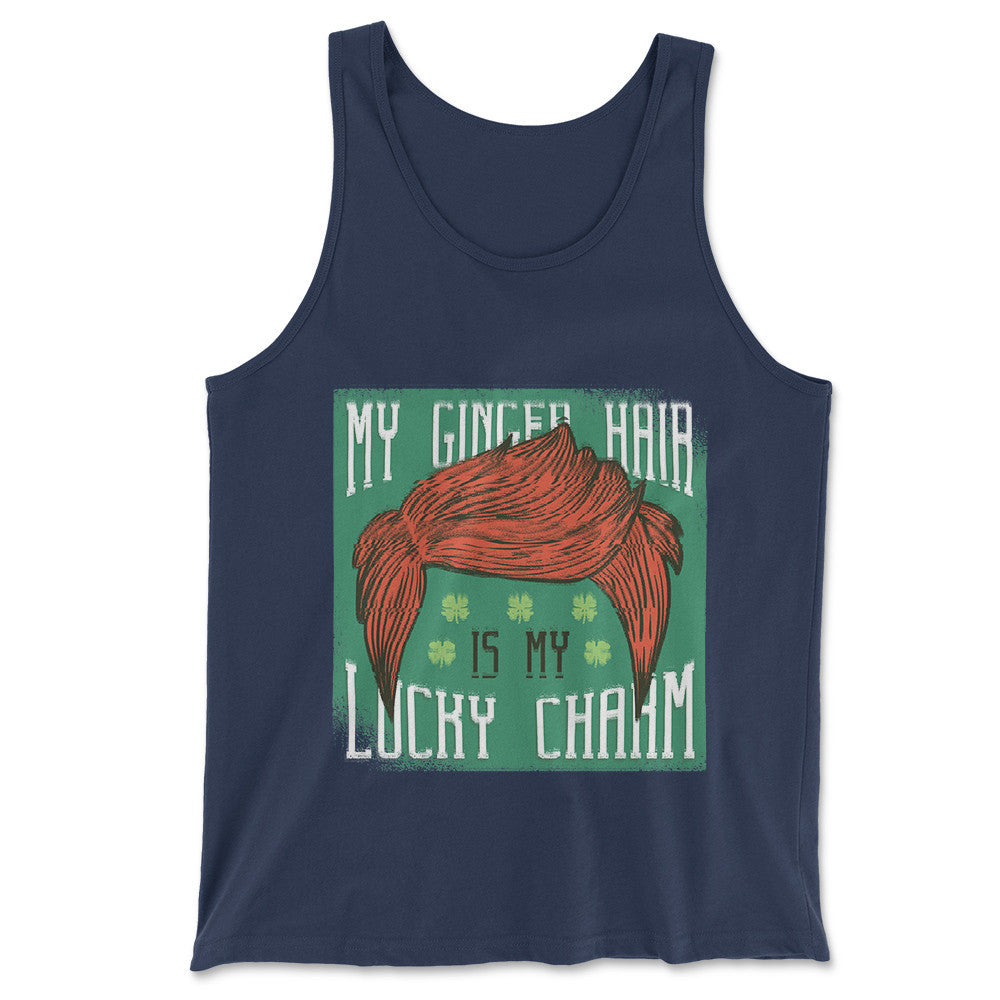 My Ginger Hair Is My Lucky Charm Men/Unisex Tank in Navy color