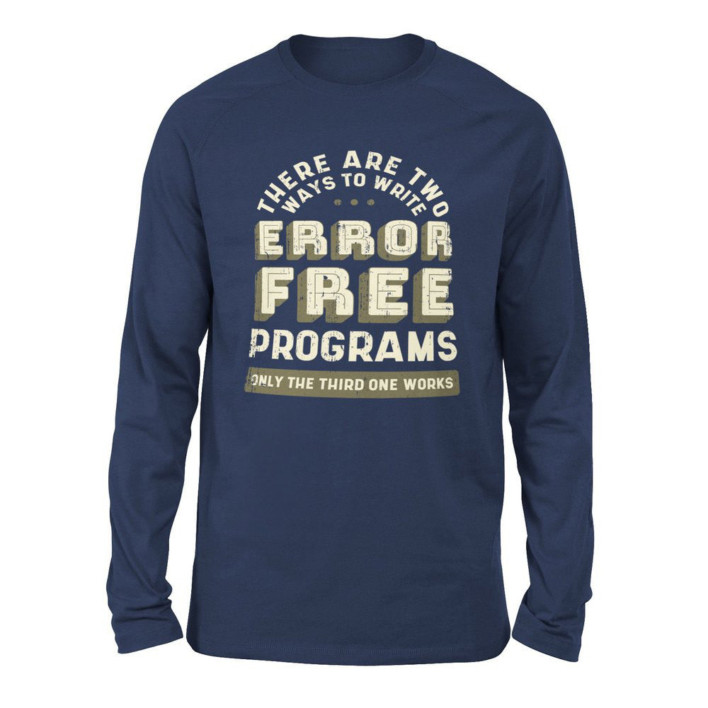 How Many Ways To Write Error Free Programs Men/Unisex Drop Shoulder Sweatshirt in Navy color