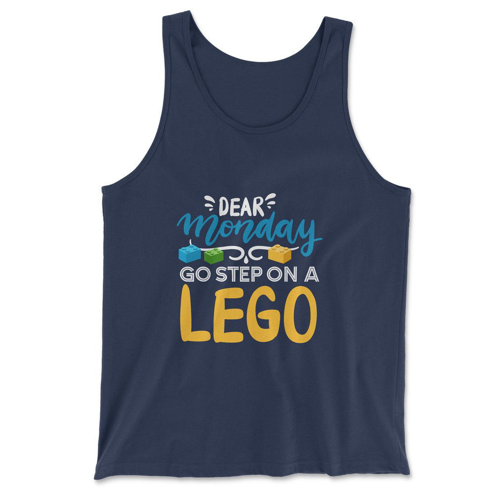 Dear Monday, Go Step On A Lego Men/Unisex Tank in Navy color