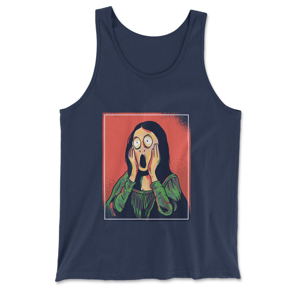 Scream Painting Monalisa Men/Unisex Tank in Navy color