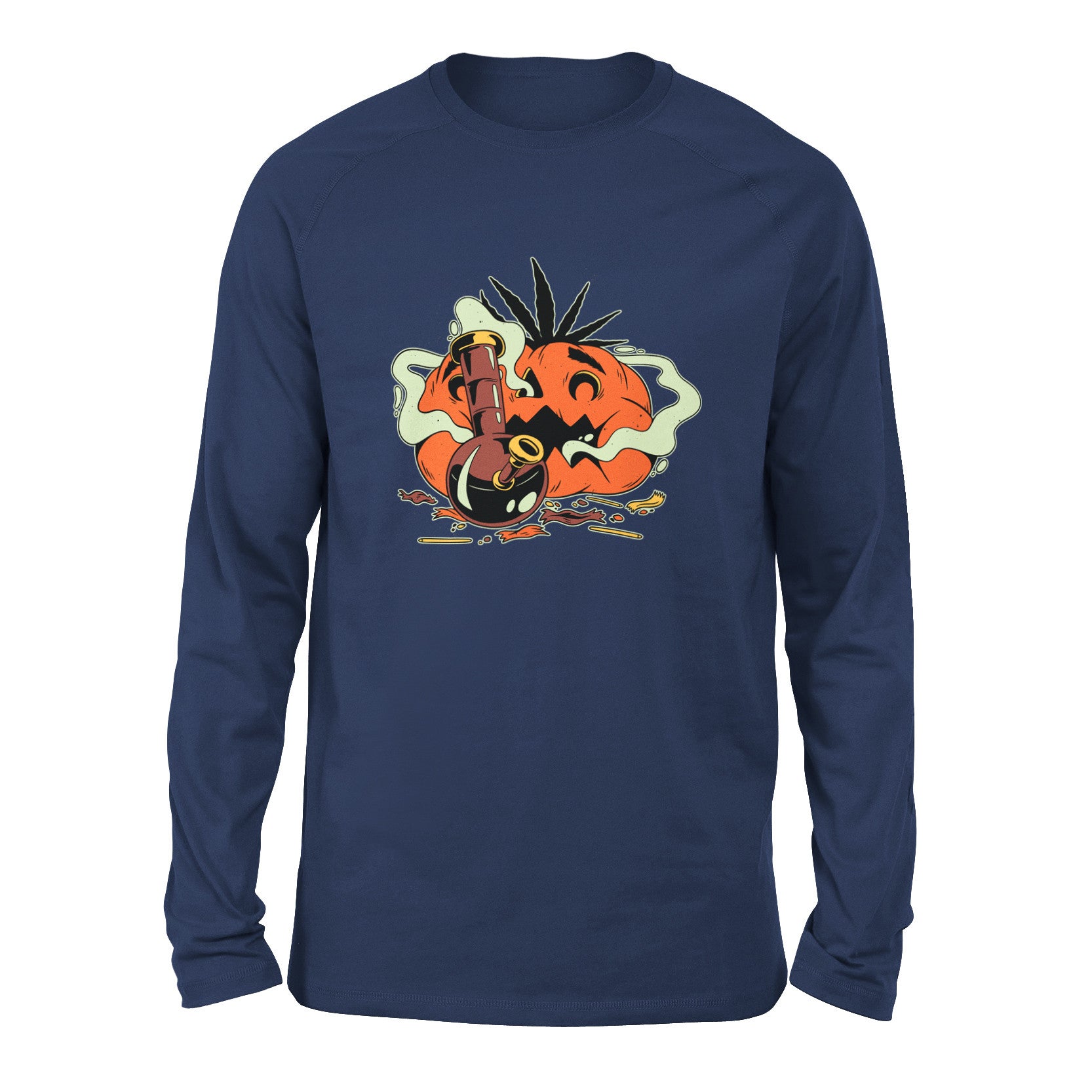 Baked Pumpkin Men/Unisex Drop Shoulder Sweatshirt in Navy color