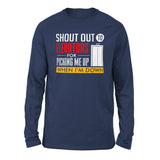 Shout Out To Elevators For Picking Me Up When I'm Down Men/Unisex Drop Shoulder Sweatshirt in Navy color
