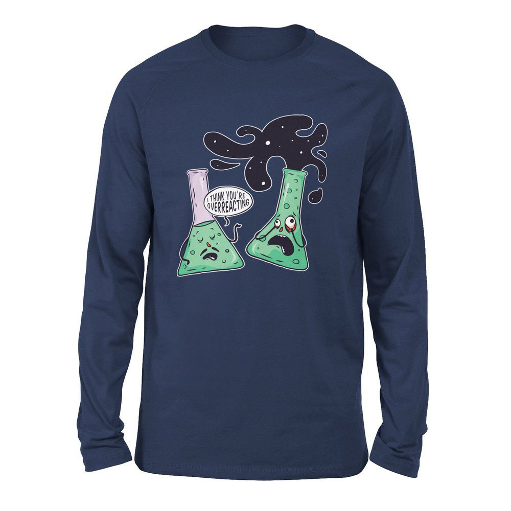 I Think You're Overreacting Men/Unisex Drop Shoulder Sweatshirt in Navy color