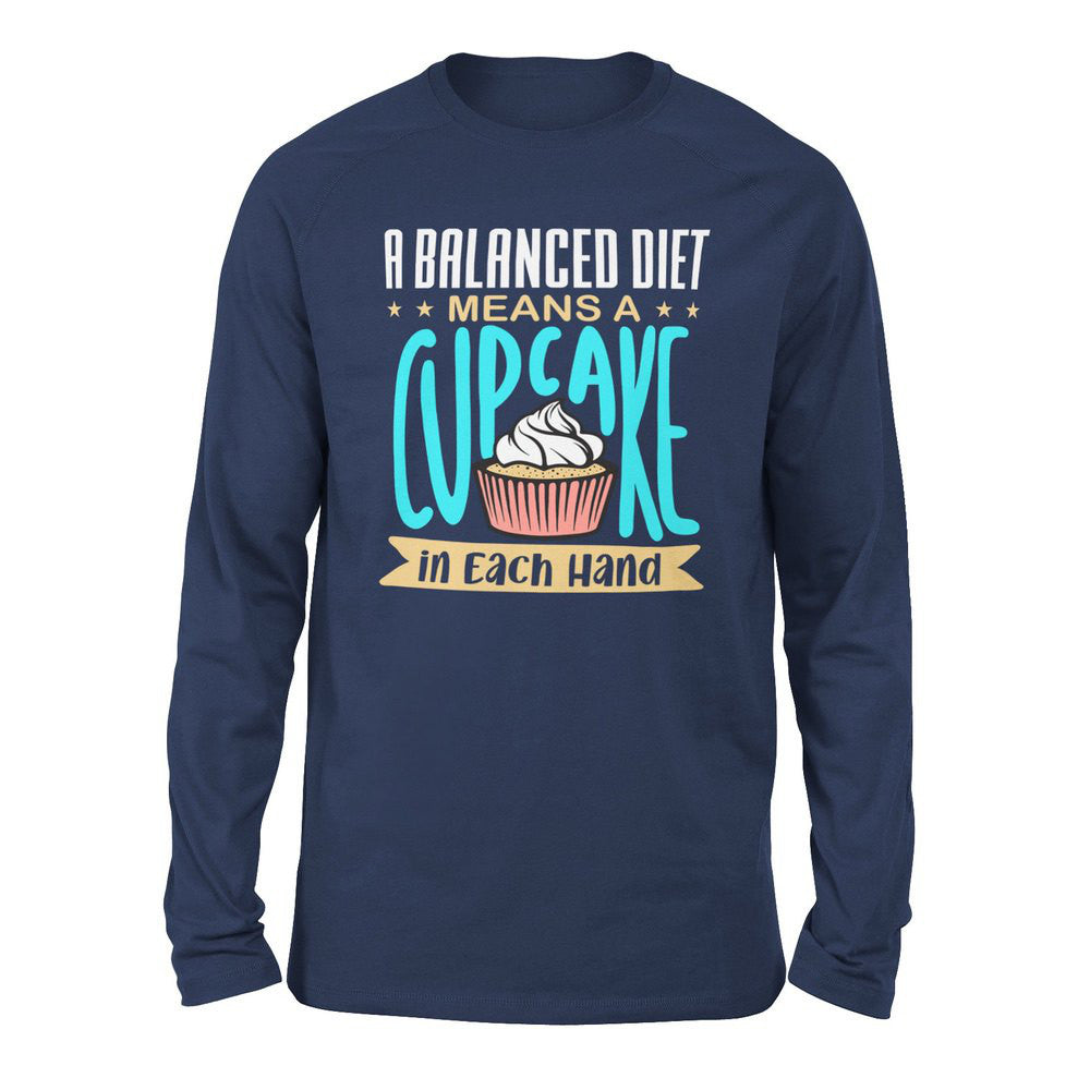 A Balanced Diet Means, A Cake In Each Hand Men/Unisex Drop Shoulder Sweatshirt in Navy color