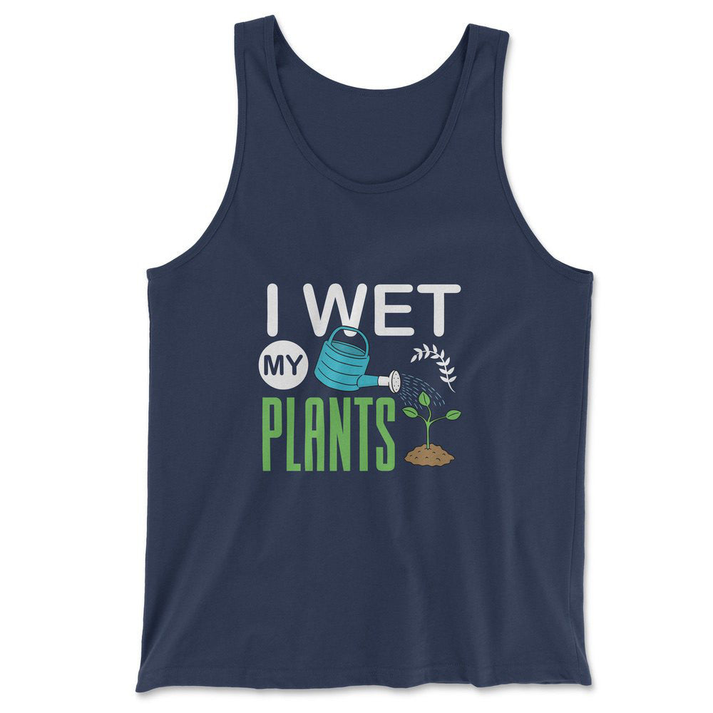 I Wet My Plants Men/Unisex Tank in Navy color