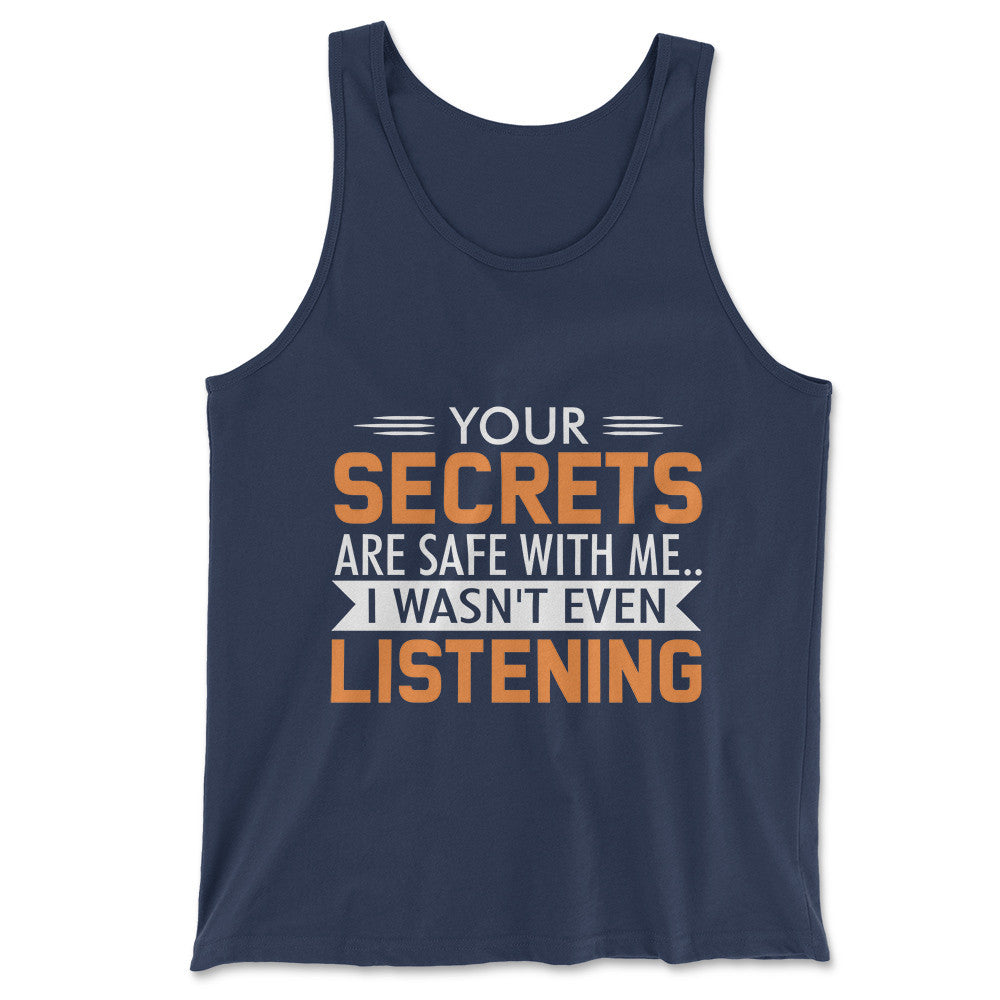 Your Secrets Are Safe With Me Men/Unisex Tank in Navy color
