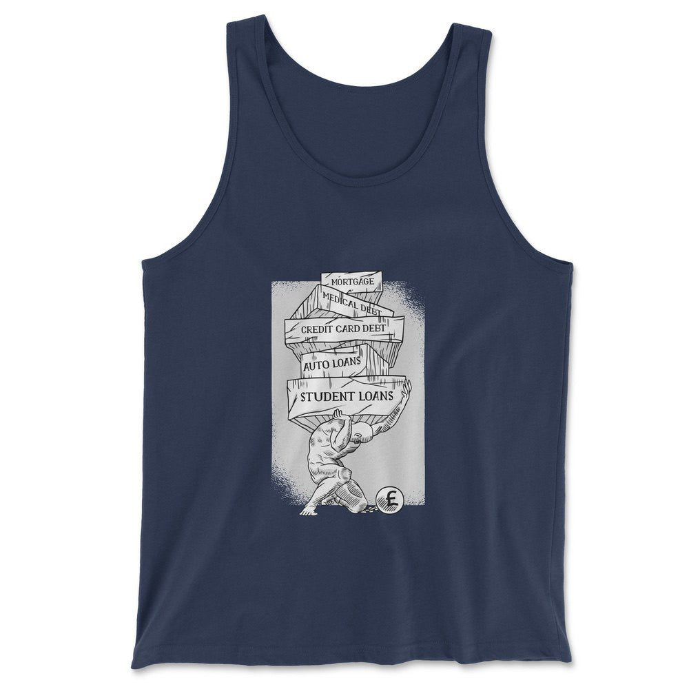 Debt Atlas Men/Unisex Tank in Navy color