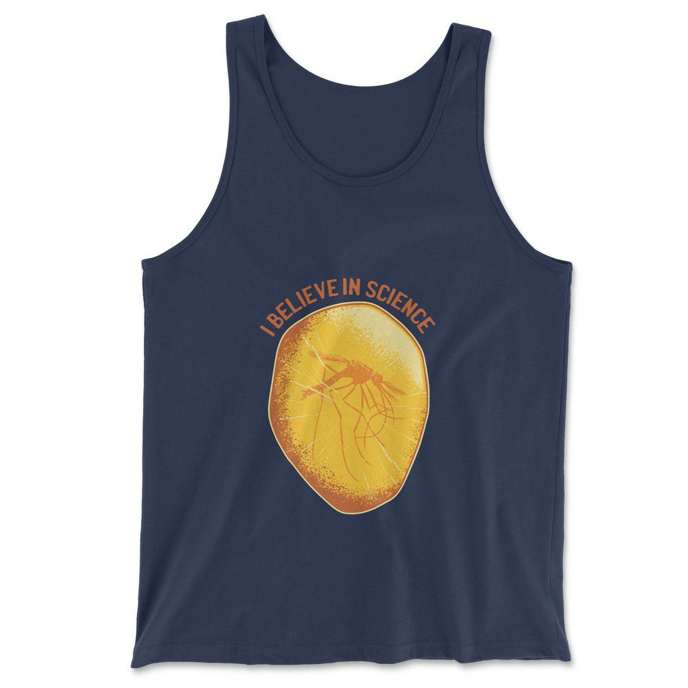 I Believe In Science Men/Unisex Tank in Navy color