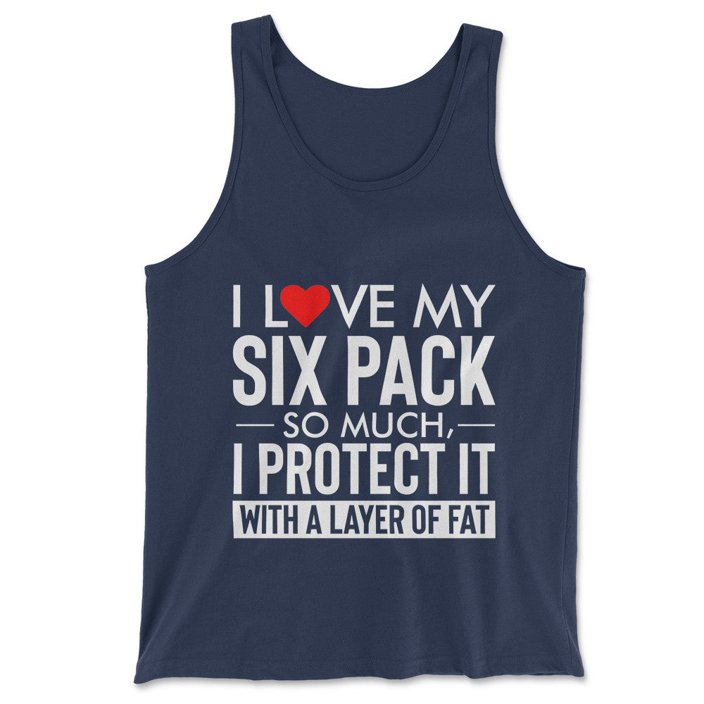 I Love My Six Pack And I Protect It With My Layer Of Fat Men/Unisex Tank in Navy color