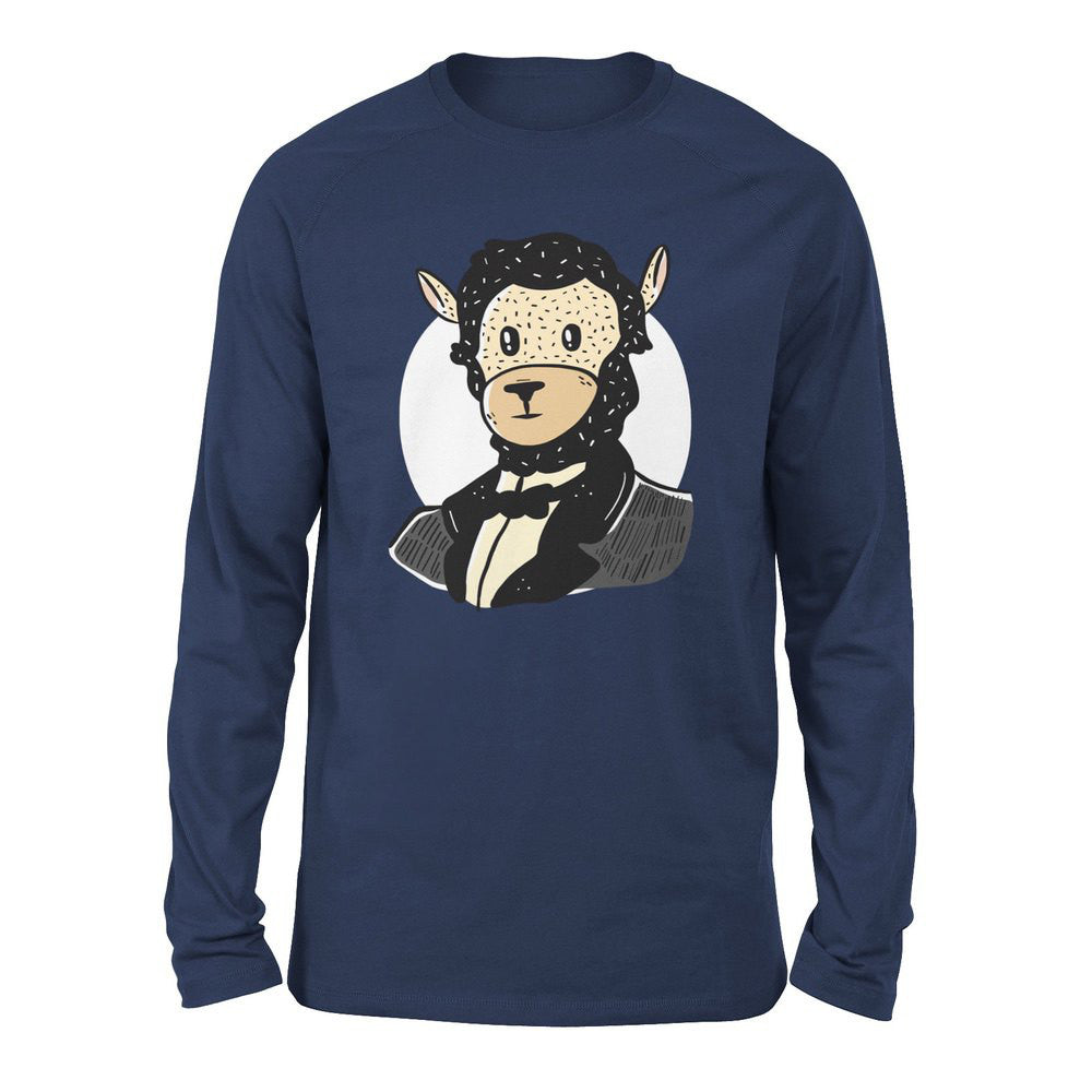 Lincoln Llama Men/Unisex Drop Shoulder Sweatshirt in Navy color
