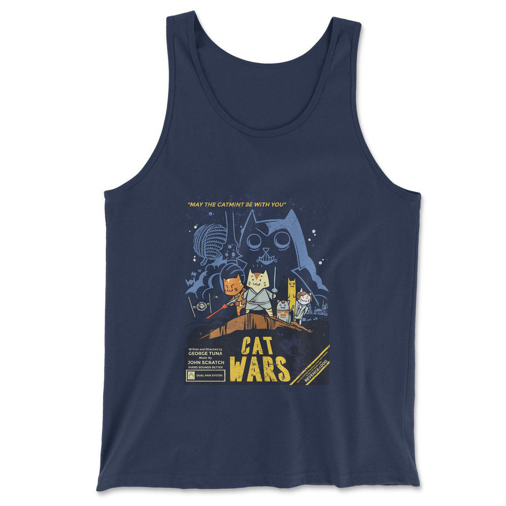 Cat Wars - May The Cat Mint Be With You Men/Unisex Tank in Navy color