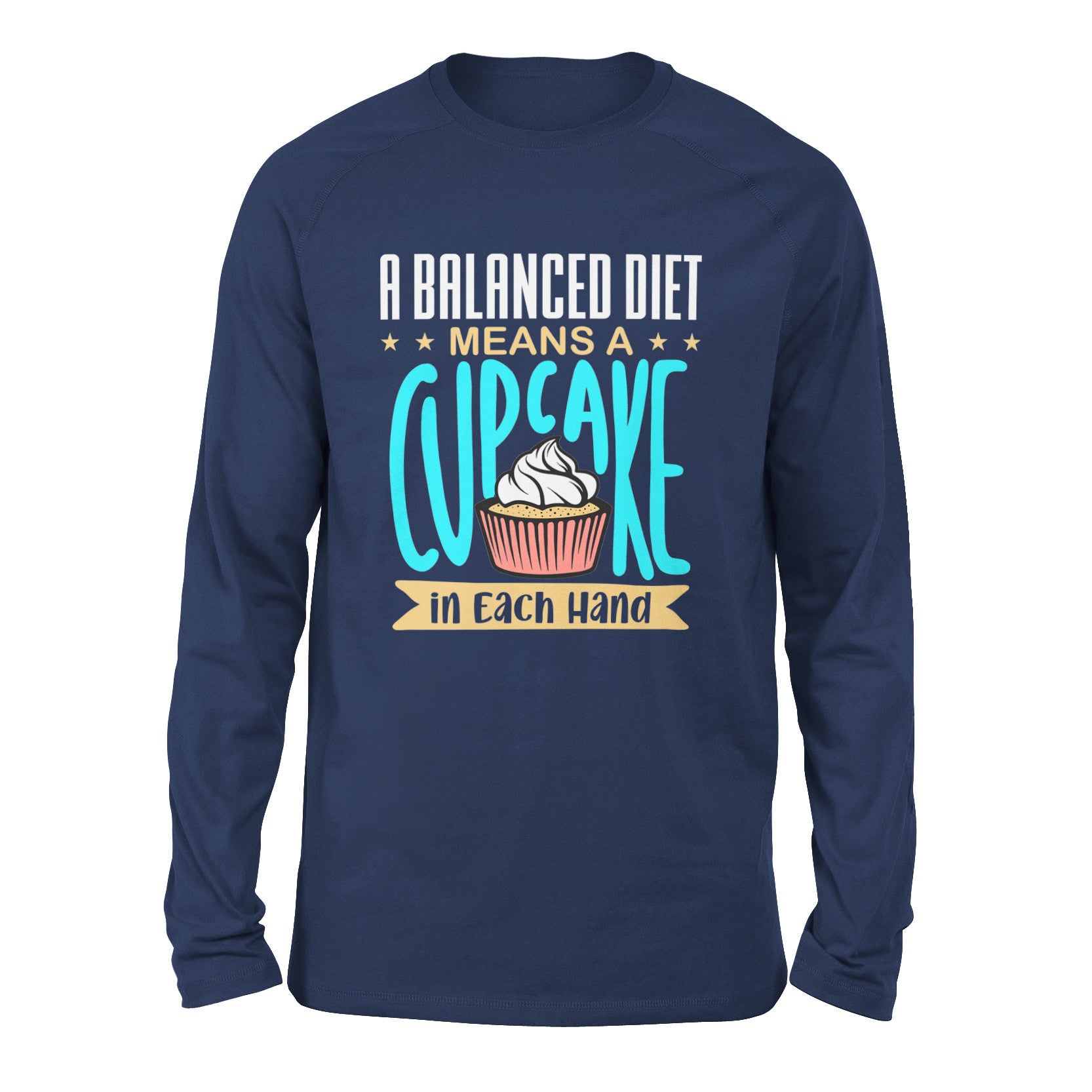 Cupcake - A Balanced Diet Men/Unisex Drop Shoulder Sweatshirt in Navy color