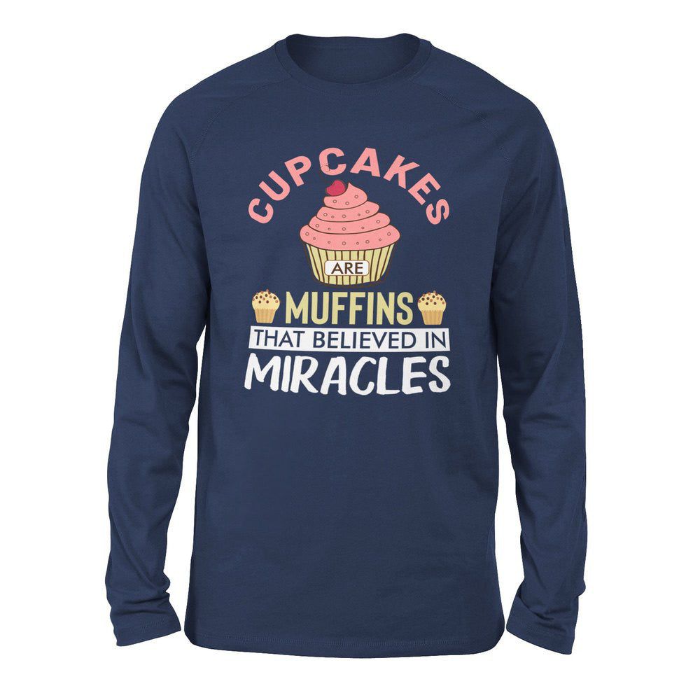 Cupcakes Are Muffins That Believed In Miracles Men/Unisex Drop Shoulder Sweatshirt in Navy color