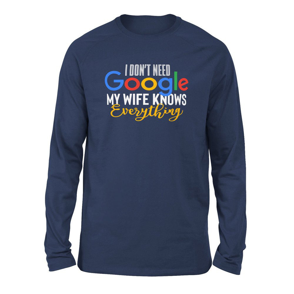 I Don't Need Google, My Wife Knows Everything Men/Unisex Drop Shoulder Sweatshirt in Navy color
