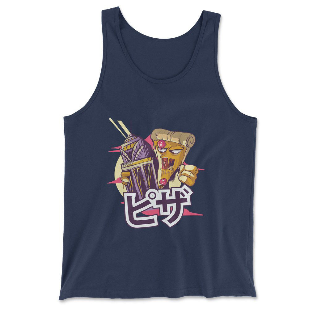 Pizza Kong Men/Unisex Tank in Navy color