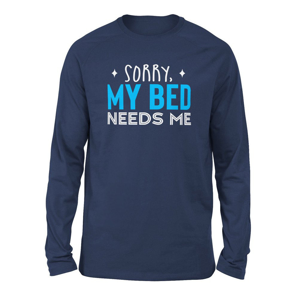 Sorry, My Bed Needs Me Men/Unisex Drop Shoulder Sweatshirt in Navy color