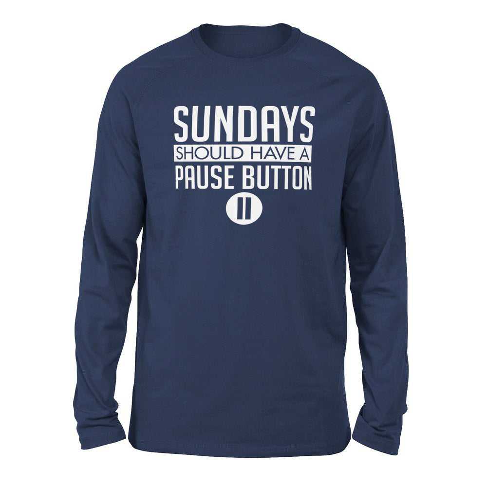 Sundays Should Have A Pause Button Men/Unisex Drop Shoulder Sweatshirt in Navy color