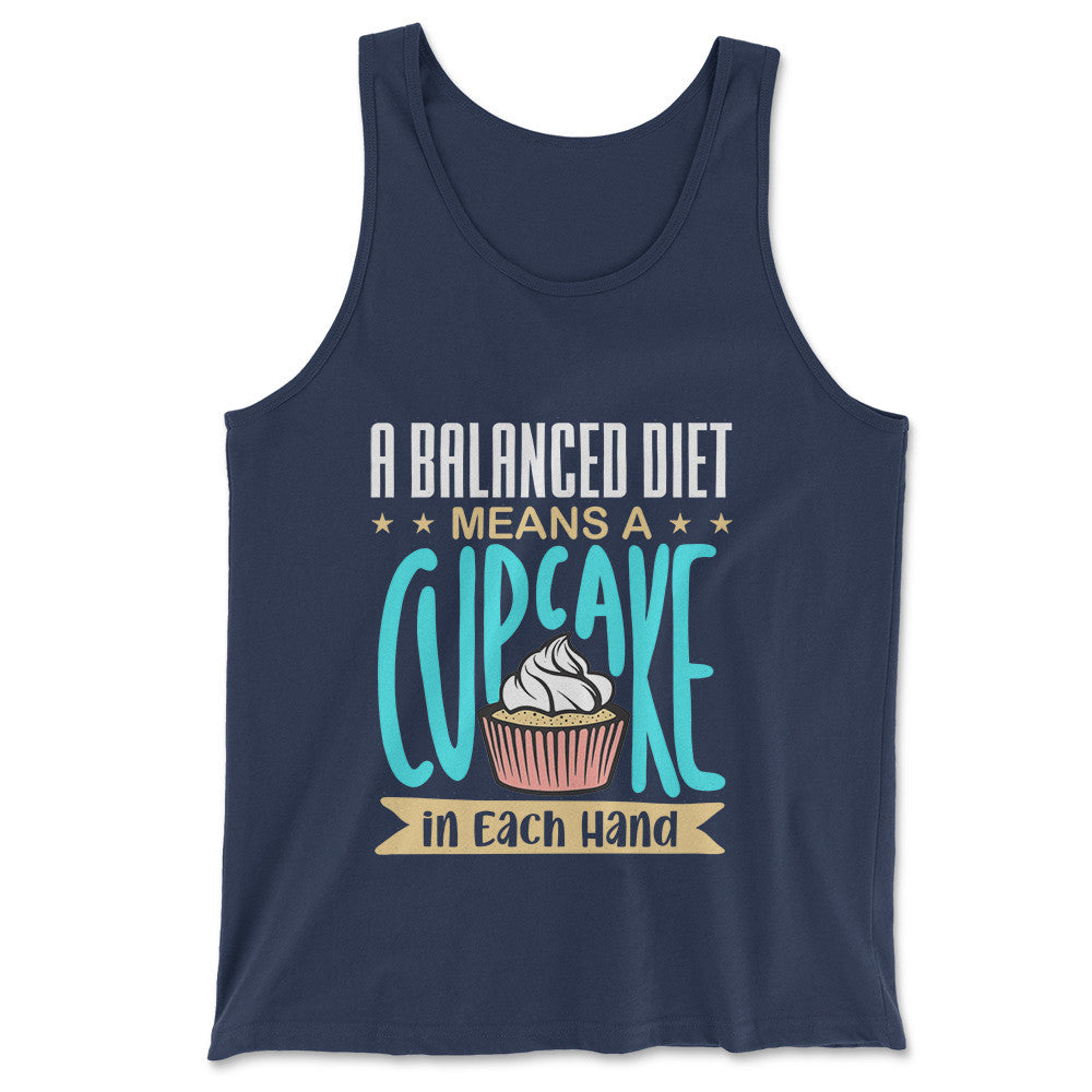 Cupcake - A Balanced Diet Men/Unisex Tank in Navy color