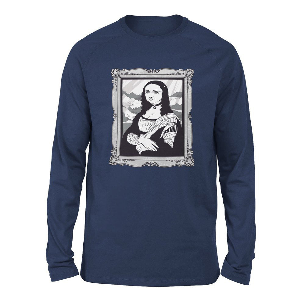 Gothic Monalisa Men/Unisex Drop Shoulder Sweatshirt in Navy color