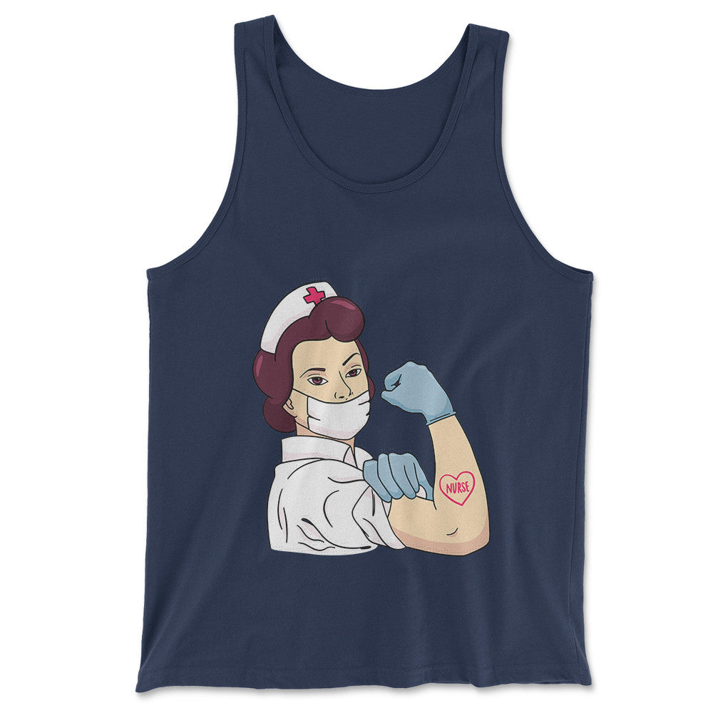 Strong Nurse Men/Unisex Tank in Navy color