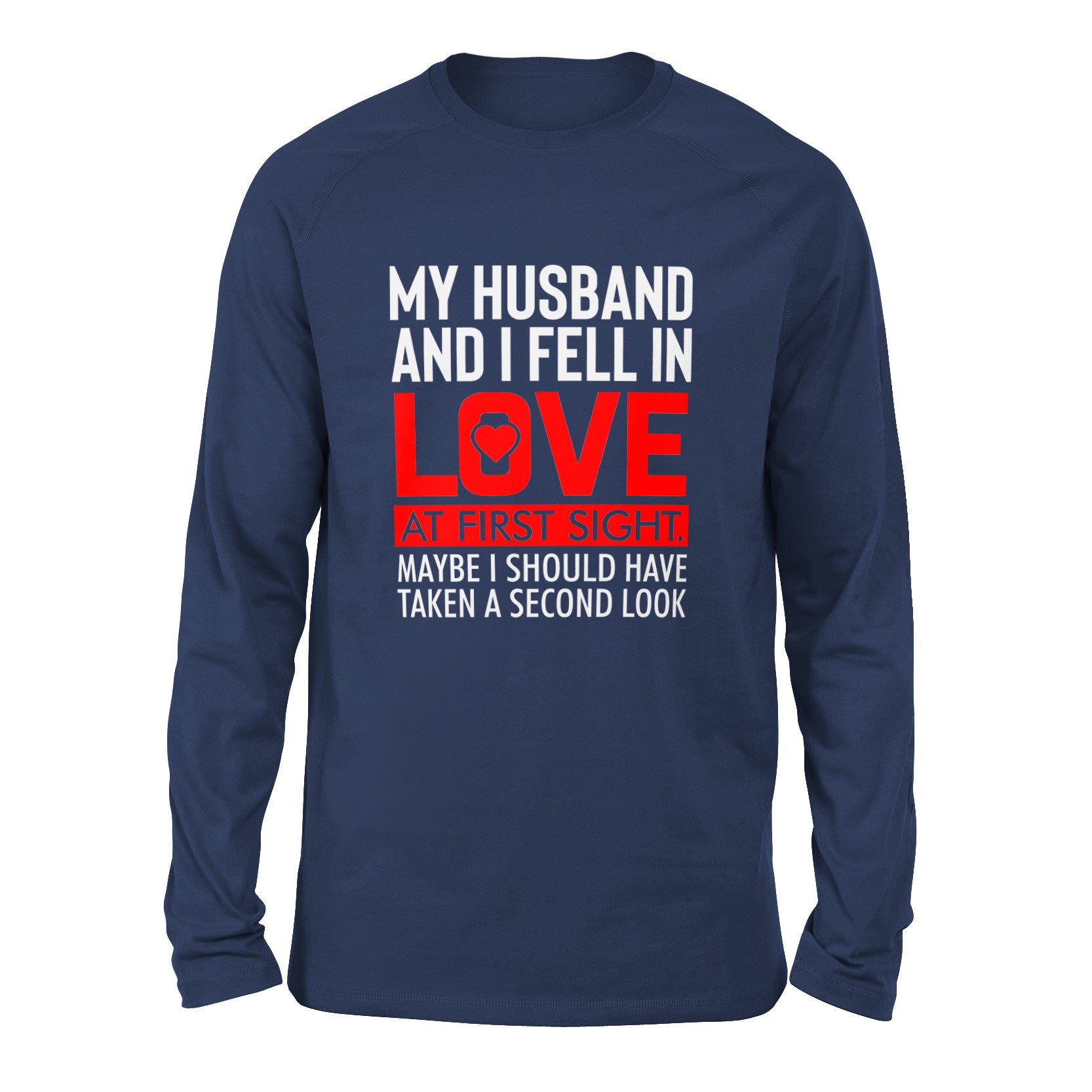 My Husband And I Fell In Love At First Sight Men/Unisex Drop Shoulder Sweatshirt in Navy color