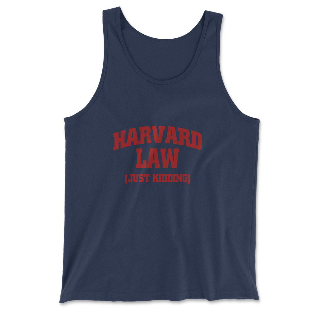 Harvard Law, Just Kidding Men/Unisex Tank in Navy color