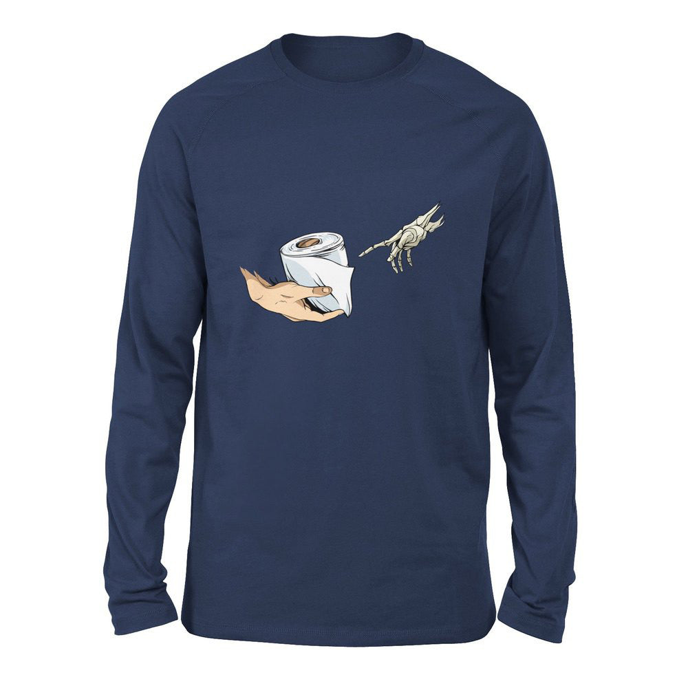 Creation Of Adam - Toilet Paper Men/Unisex Drop Shoulder Sweatshirt in Navy color
