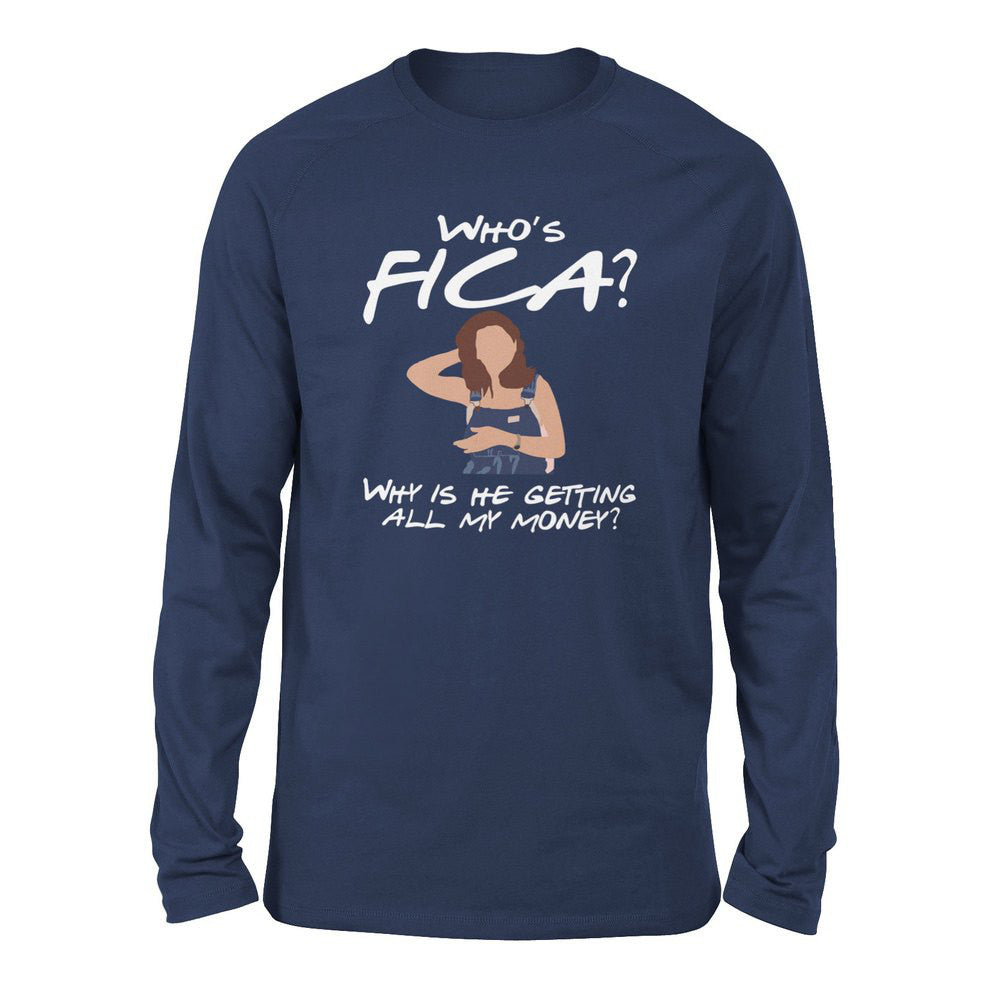 Who's Fica, Why Is He Getting All My Money Men/Unisex Drop Shoulder Sweatshirt in Navy color