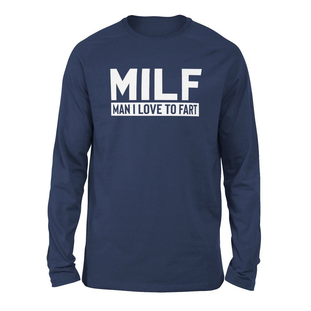 MILF - Man I Love To Fart Men/Unisex Drop Shoulder Sweatshirt in Navy color