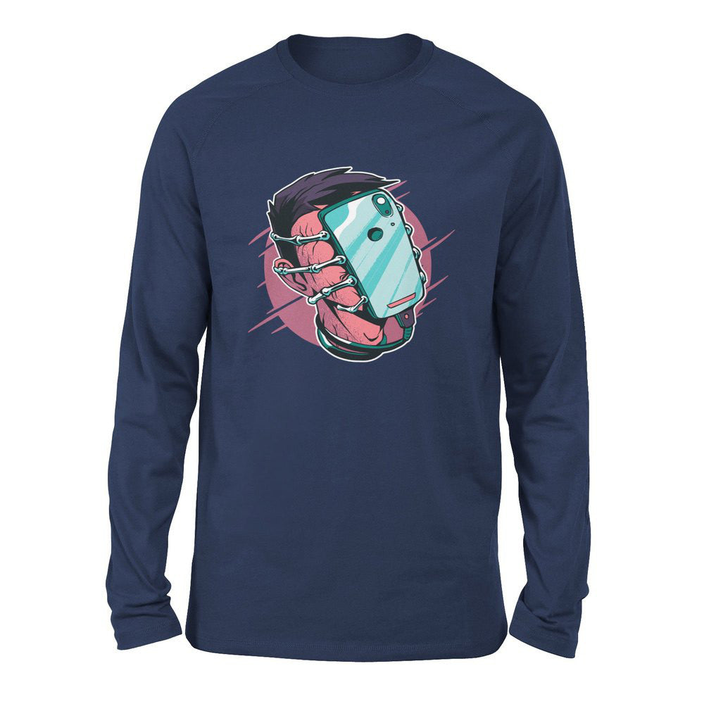 Phone Face Hugger Men/Unisex Drop Shoulder Sweatshirt in Navy color
